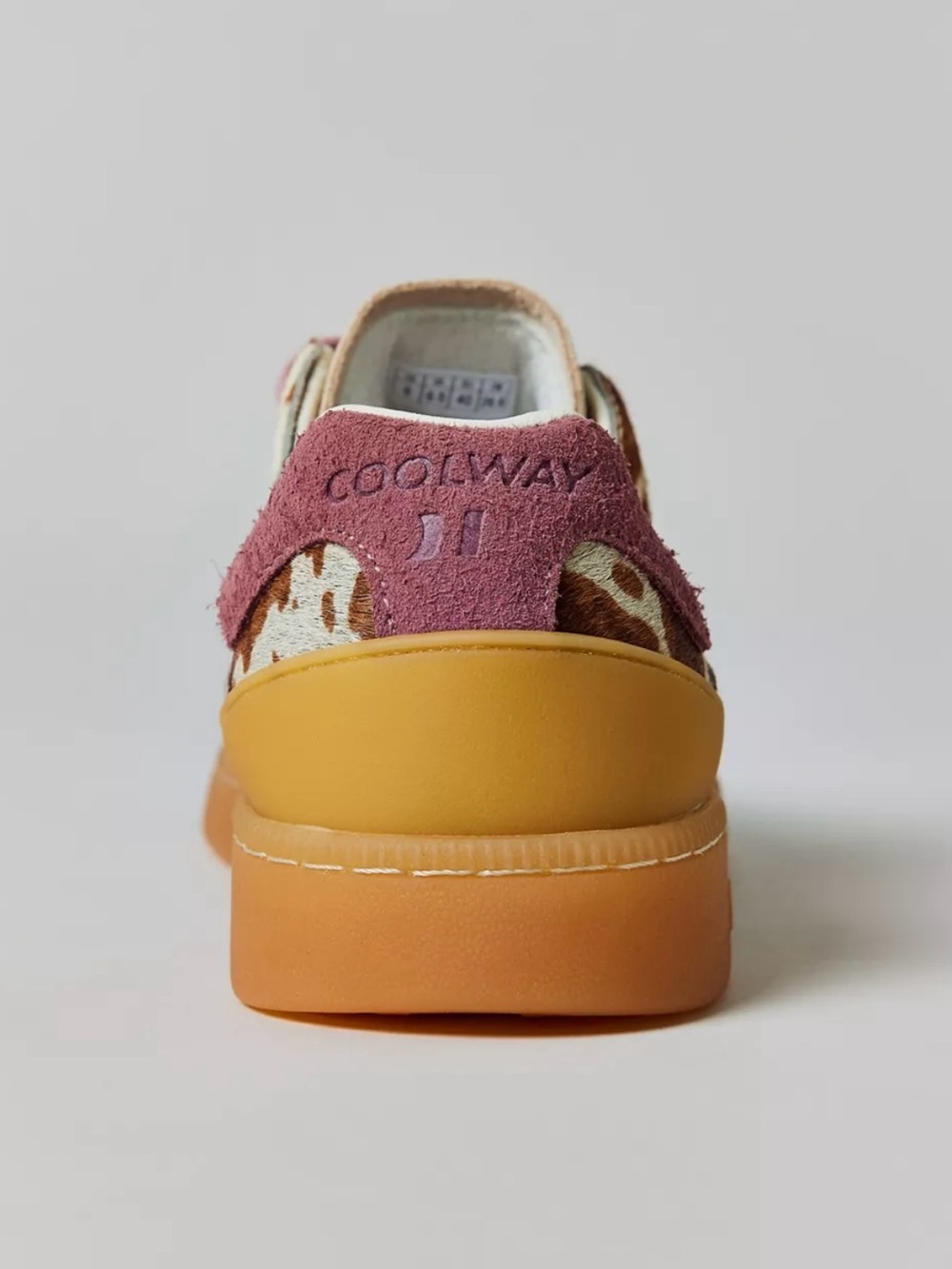 Coolway Women's Suede Leather Cream and Brown Cow Print Sneakers New Size US 6 - Picture 5 of 11
